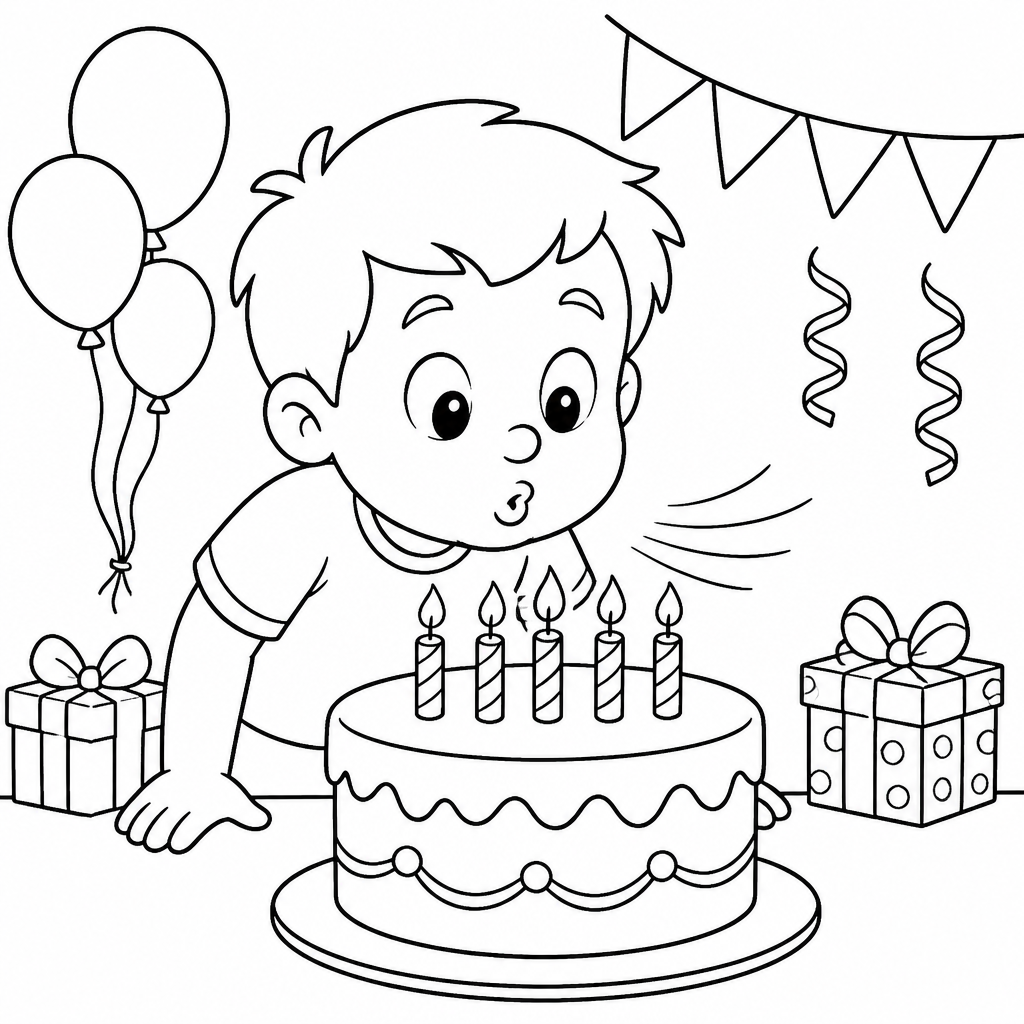 Blowing Candles coloring page