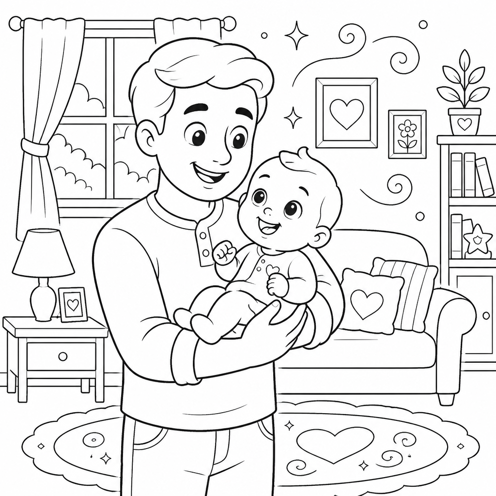 Dad & Baby coloring page