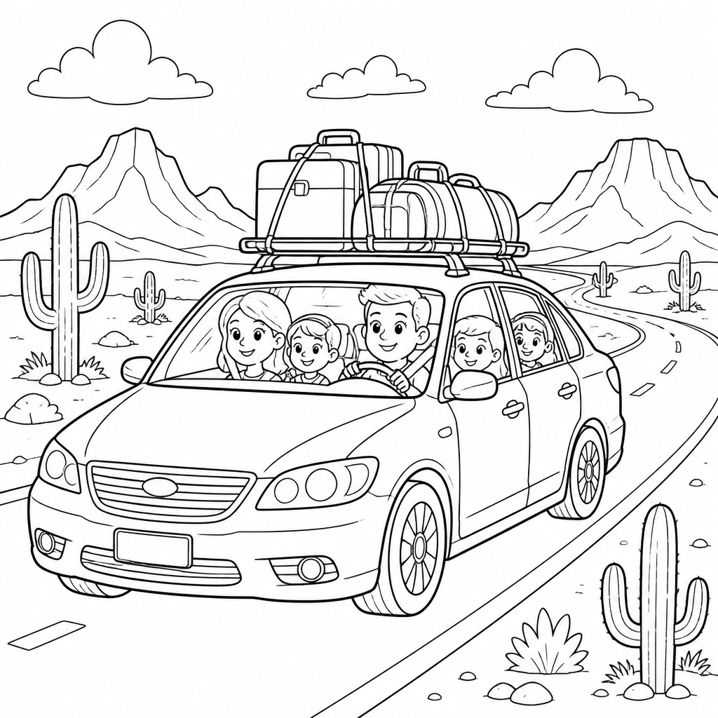 Road Trip Car coloring page