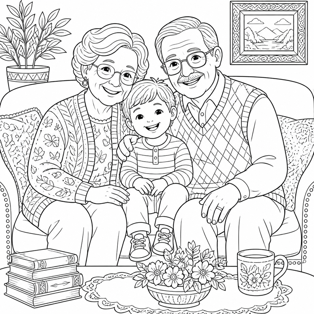 Grandparents coloring page