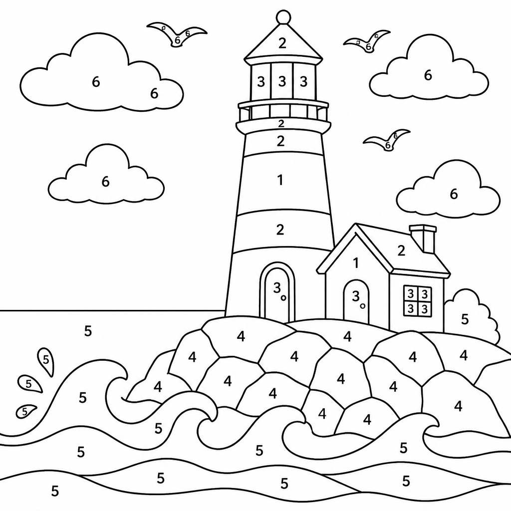Coastal Lighthouse coloring page