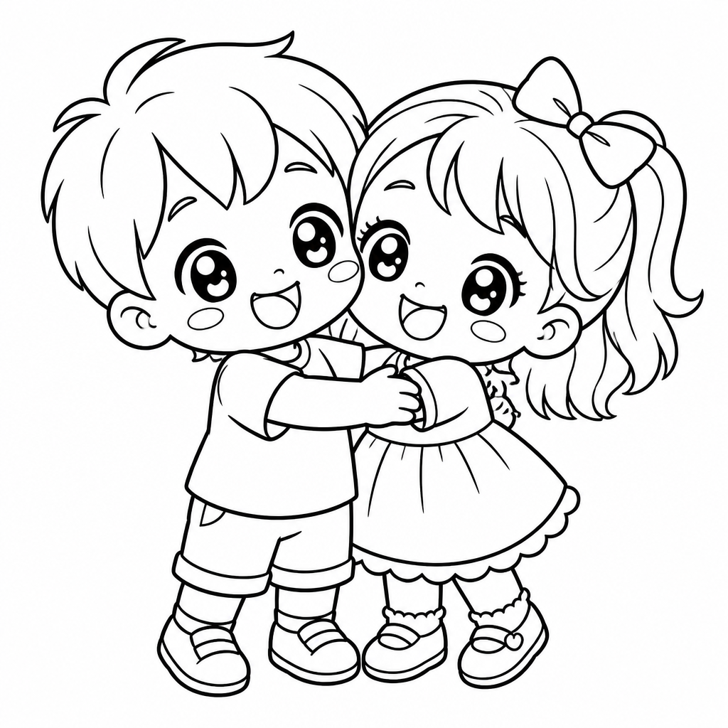 Siblings coloring page